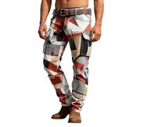 Generico Pantalon Cargo pour Homme à Jambe Droite coupe Large Multi Poche Casual Pantalon Long pour Printemps et Automne Vêtements Quotidiens Style Mythologie Nordique rétro, Blanc, S