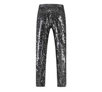 Genérico Pantalon de club de nuit pour homme ajusté brillant Pantalon de danse de rue avec revêtement or métallique pour performances sur scène, Noir , XL