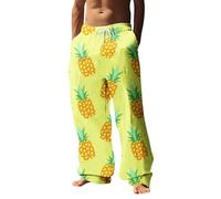 Generico Pantalon de sport pour homme, fleurs léopard d'été élastiques à la taille avec poches hippie pantalon pyjama pantalon moto d'été percé costume pour fête masque de la Saint-Valentin, bleu