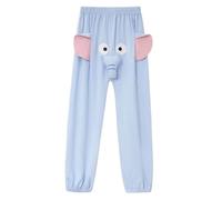 Generico Pantalon éléphant - Pantalon doux pour le sommeil des enfants - pour enfants avec éléphants, pour chambre à coucher, fête, voyage, école, hôtel dortoir appartement, bleu, L