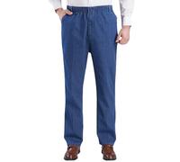 Generico Pantalon Jeans Homme Cigarette Pantalon Homme Tube Classique Pantalon Élastique Taille Haute Leggings Streetwear Hiphop en Denim Vêtements de Sport de Basket Robe de Bureau, bleu foncé, XXL