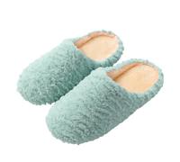 Generico Pantoufle pour femme d'hiver en peluche pour maison en daim Slippers en éponge confortable antidérapant intérieur extérieur Slippers poilu pantoufles couple plat, vert, 42 EU