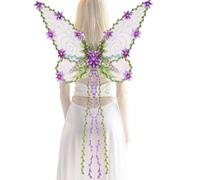 Generico Papillon - Papillon avec Fleurs et Feuilles 3D - Accessoire pour Costume pour Filles Halloween Carnaval Cosplay, aubergine, L