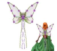 Generico Papillon - Papillon Cosplay avec fleurs et feuilles 3D, accessoires de costume de fée pour femmes, filles, Halloween Cosplay, aubergine, L