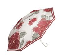 Generico Parapluie de pluie - Protection solaire avec poignée en J compacte | Dôme pliable avec poignée en J pour marche, randonnée, navetteurs, sac à dos, voiture et extérieur, rouge,