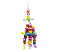 Generico Parrot Bead Toys - 11 Pouce Bird Toy | Wood Acrylic Chew Toy - Interactive Hanging Cage Accessory With Colorful Beads And Metal Hook For Parrots Cockatiels Conures Indoor Outdoor Play