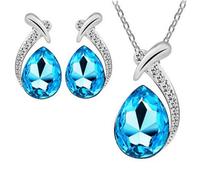 Generico Parure de bijoux avec collier et boucles d'oreilles en cristal tendance pour femme, collier ras du cou, ensemble de deux pièces, accessoires de mariage de luxe léger
