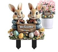 Generico Pasto Gardene Easqua - Décoration de lapin, Ornement de lapin en plein air | Coloré avec lièvre, décorations de pelouse en métal à thème de printemps, sculpture de jardin de 30 cm,