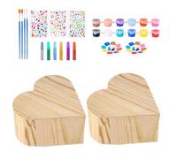 Genérico Peignez votre propre boîte à bijoux - Kit d'artisanat en boîte en bois de bricolage avec peintures et brosses, activité créative d'artisanat pour enfants, filles, décoration de cadeaux