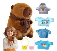 Genérico Peluche Carpincho avec vêtements - Mignon Peluche de Carpincho que vous pouvez déguiser | Peluche Carpincho de dessin animé avec 4 vêtements et accessoires