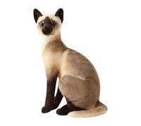 Genérico Peluche Chat Siamois réaliste | Animal en Peluche Douce 20-30 cm | Assise ou allongée décorative | Compagnon Confort pour Maison, Bureau | Cadeau pour Réplique Chat