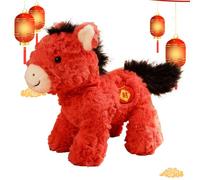 Generico Peluche Cheval 'année - Figures de la mascotte de Lucky Lunars, doux compagnon en peluche, Peluche de l'année avec des poupées traditionnelles d'animaux du Nouvel An, Décorations confortables