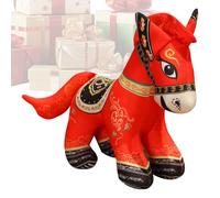 Generico Peluche Cheval Nouvel An Chinois 2026 - Mascotte Année du Cheval 30 cm, Peluche Rouge Chanceux, Décoration Traditionnelle | Cadeau pour enfants et collectionneurs