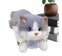 Genérico Peluche de chat réaliste couché de 17,7 pouces | Chat miaulant à poils longs avec | Mignon chaton pour décoration de la maison, cadeau pour enfants, enfants