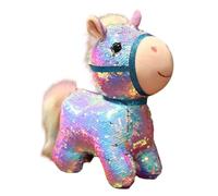 Genérico Peluche de cheval - à collectionner avec paillettes de 15 cm de long, année du cheval animal en peluche, cadeau pour le Nouvel An chinois pour et adultes
