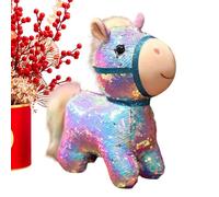 Genérico Peluche de cheval avec paillettes : animal en peluche à collectionner de 5,9 pouces, brillant qui peut être | Compagnon décoratif doux pour le Nouvel An chinois, , filles, femmes,