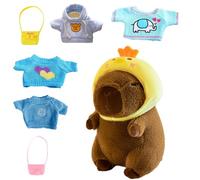 Genérico Peluche en forme de carpincho avec vêtements - Jolie peluche de carpincho que vous pouvez déguiser | Peluche Carpincho de dessins animés avec 4 vêtements et accessoires