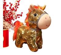 Genérico Peluche en forme de cheval, 15 cm avec paillettes, poupées en peluche attachées, 2026 Année du cheval animal en peluche - Pour le Nouvel An chinois pour enfants, filles, maison, salon, crèche