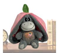 Genérico Peluche Que, compagnon de sommeil qui | Peluche d'âne de fruits, peluche d'animal apaisante et câlinée avec lumières musicales et mouvements de respiration rythmiques, jouets de compagnie