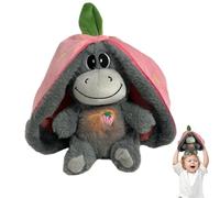 Generico Peluche Qui - Peluche en Forme d'âne avec Fruits avec Musique et 4 Modes de Respiration de Peluches relaxantes pour la première éducation des voyagent