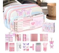 Genérico Pencil Case Set - Fabric, grande capacité Stationery Organizer Zipper Closure | Multi-Functional School Supply Kit, Zipper Pencil Pouch For Middle School Students, College Study