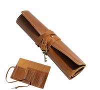 Genérico Pencil Pouch - Leather Stationery Organizer Pencil Case | Stationery Organiseur multi-compartiments Roll-Up Aesthetic Bag Washable Durable