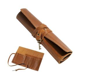 Genérico Pencil Pouch - Leather Stationery Organizer Pencil Case | Stationery Organiseur multi-compartiments Roll-Up Aesthetic Bag Washable Durable