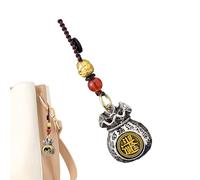 Genérico Pendentif argent - rotatif 3D - Porte-clés avec lettres chinoises | Accessoires de prospérité et de bonheur pour sacs à main, portefeuilles, intérieurs d'aut