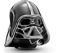 Generico Pendentif Dark Vader, Charm en métal noir avec détails argentés, accessoire pour collier, Universale, Argent sterling, Pas de gemme