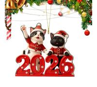 Genérico Pendentif en Acrylique pour Chat de Noël - Décoration de Chat 2D, Pendentif Polyvalent pour Voiture, Sacs et Arbre de Noël, et léger | Idéal pour la décoration, Les idées Cadeaux, Les