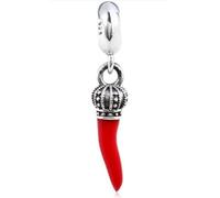 Generico Pendentif en argent sterling 925 avec corne rouge napolitaine porte-bonheur Charm pour bracelet, Standard, Argent sterling Argent sterling vernis, Pas de gemme