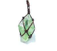 Genérico Pendentif en fluorite - Collier naturel en quartz | Câblage manuel Pendelo Reiki | Hexagonal - Accessoire d'énergie spirituelle - Cadeau pour homme - Méditation quotidienne