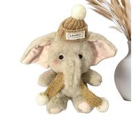 Genérico Petit éléphant en Peluche de 13 cm avec Bonnet et écharpe, Jouets éléphants Gris pour pour la décoration du Salon, de la Chambre, du canapé, du lit, de la Maison et