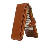 Genérico Petit portefeuille en cuir PU | Portefeuille pour femme, pour cartes, carte d'identité, clés, banque, crédit, écouteurs, rouge à lèvres, voyage et affaires, marron, Voir la description, Voir