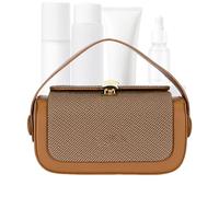 Generico Petit sac à bandoulière, sac de voyage, sac à main en tissu avec fermeture à rabat, poignée et fermeture éclair pour femmes, week-end d'affaires, mariage, marron, riferimento alla