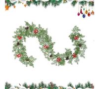 Generico Pine Garland Realistic - Christmas Real Touch Winter Pine Garland with Cones Red Berries 78,7 pouces | Welcome Hanger for Mantle Stairs Table Indoor Outdoor Farmhouse Fireplace Home Party