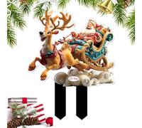 Genérico Piquets de Noël pour jardin, éléments décoratifs d'extérieur pour décoration de Noël, panneaux décoratifs extérieurs plats 2D en acrylique pour pots, jardin, pelouse, allée