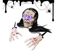 Generico Piquets squelette décoration d'Halloween avec yeux | Squelette de jardin qui sort du sol pour jardin, patio, cimetière, maison hantée et fête en plein air