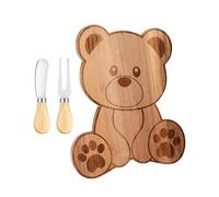 Genérico Planche à fromage d'ours | Planche à découper avec couteau et fourchette | Idéal pour les fêtes, mariages, fêtes et cadeaux d'invités.