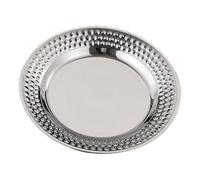 Generico Planches - Design empilable en acier inoxydable de 24 cm, design martelé avec polissage miroir, en acier inoxydable, rond pour dîner d'événements en