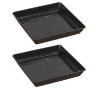 Generico Plant Trays for Pots (2 Packs) | PP, 35 x 35 x 5,5 cm, 238 g | Square Drip Trays for Garden & Home | Thickened Black Saucers F́or Indoor Outdoor Plants