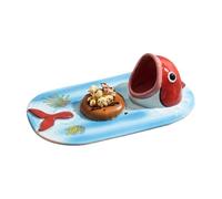 Generico Plateau de service pour sushi - ensemble céramique raffiné, authentique japonais | Pièces artisanales peintes avec texture d'émail non slip, élégance traditionnelle pour les repas salade mais