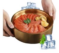 Generico Plateau de service réfrigéré en acier inoxydable, pour glace en acier inoxydable 304 | Réfrigérant carré de 21 cm, 420 g | Ce serveur élégant Buffet doré Mantie