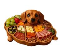 Genérico Plateau en bois pour nourriture pour chien, planche de service de charcuterie multi-sections pour fromage, viande, fruits, biscuits, collations, desserts, maison, appartement, cuisine,