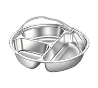 Generico Plateau porte-aliments avec compartiments, plateau vapeur en acier avec poignée, porte-fruits séparé | pour maison, appartement, réunion entre amis, camping, pique-nique, soirée