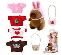 Generico Plucia Capybara avec des vêtements - câlin en peluche Capybara, jouets doux de Capybara Habillez la poupée de dessin animé avec un chapeau de pull pour la décoration de la maison