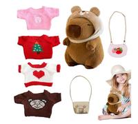 Generico Plucia Capybara avec des vêtements - câlin en Peluche Capybara, Jouets Doux de Capybara Habillez la de Dessin animé avec Un Chapeau de Pull pour la décoration de la Maison