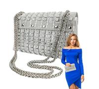 Generico Pochette à strass scintillants - Sac à main pour femme scintillant au design de luxe - Pochette portable en strass souple Fonctionnalité améliorée pour femme Petite amie mère épouse, argent