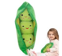 Generico Pod de Pois rembourrés, Peluche Pois 3 dans Un pod, de Dessins animés différentes Tailles, Conception de nouveauté, Vert Doux Confortable,