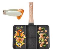 Genérico Poêle grill divisée antiadhésive - Boîte à en aluminium 4 sections | Manche résistant à la chaleur, légère, mini poêles à crêpière polyvalentes pour petit-déjeuner rôti en cuisine